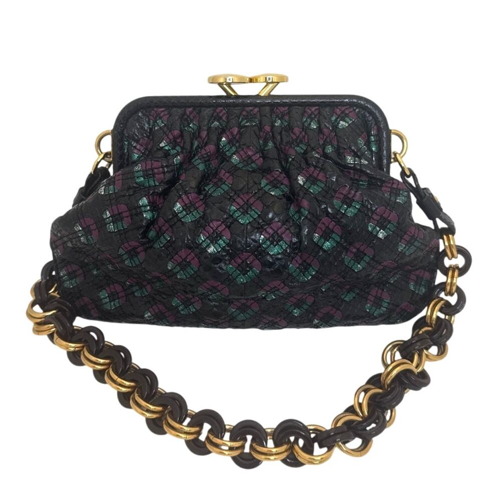 Marc Jacobs Metallic Python Stam Bag Vintage Y2K Purple Green Shoulder Purse